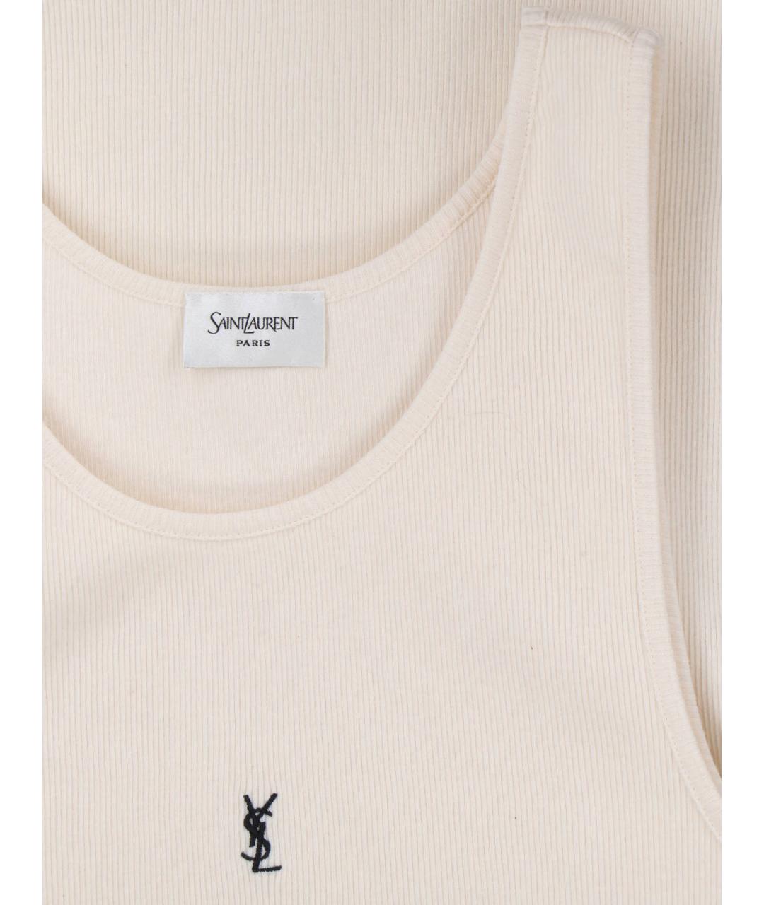 SAINT LAURENT Белая хлопковая майка, фото 3