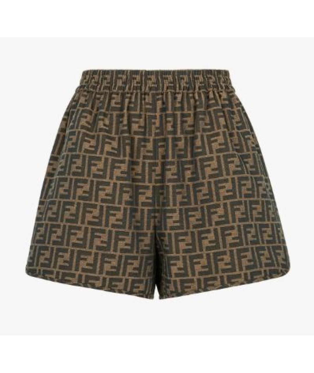 FENDI Коричневые полиэстеровые шорты, фото 6