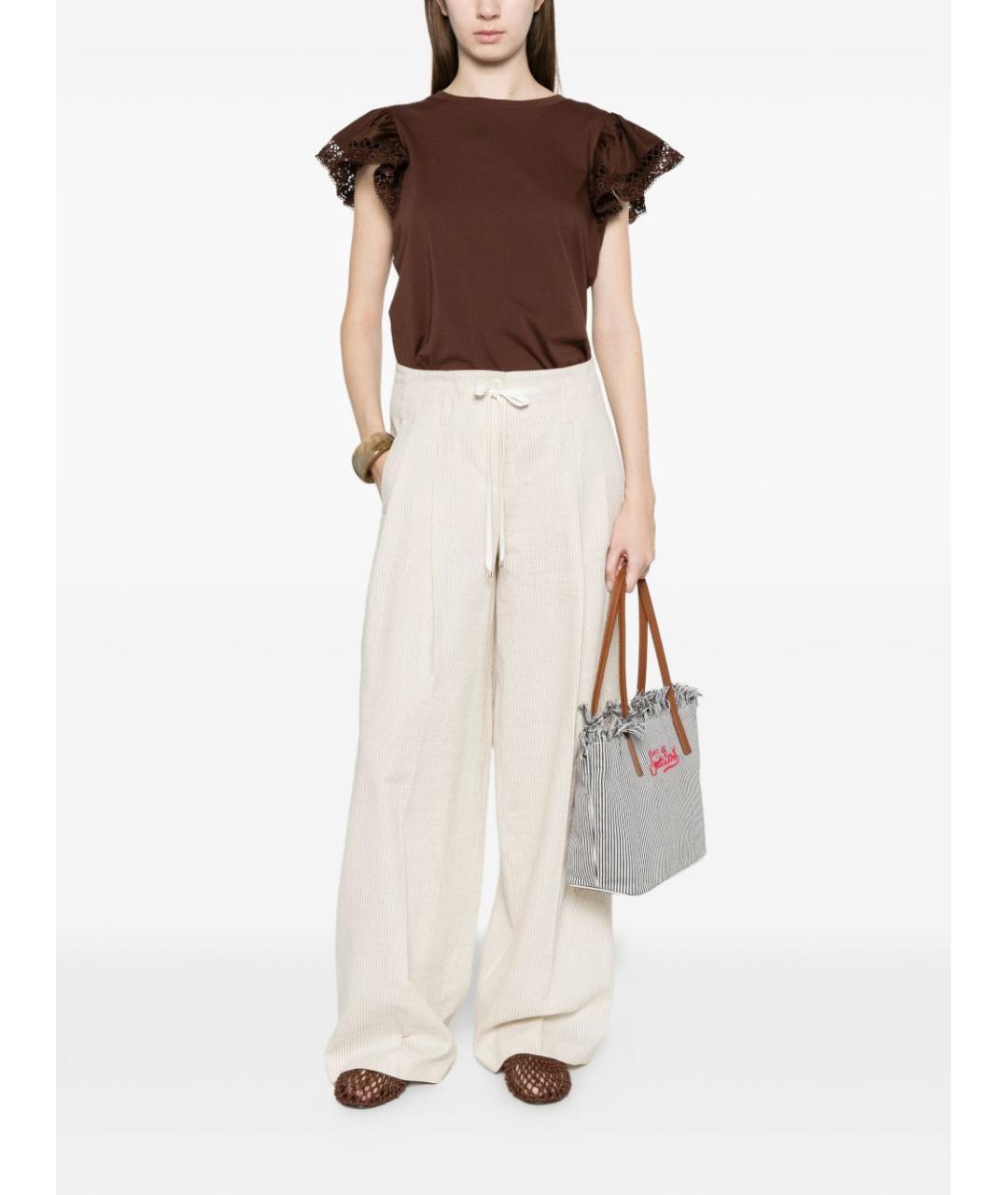 TWIN-SET Коричневая хлопковая футболка, фото 2