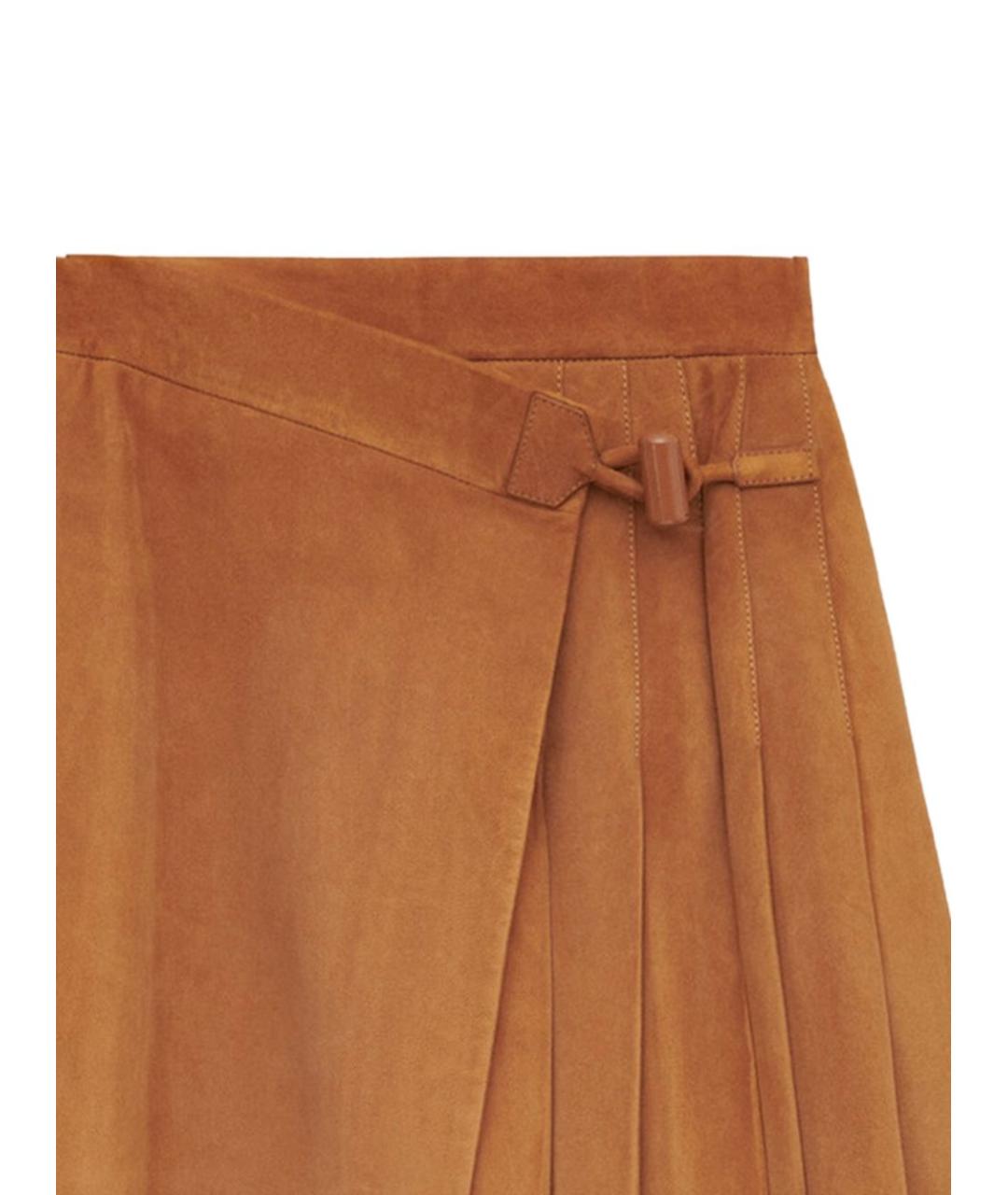 LOEWE Коричневая замшевая юбка мини, фото 2