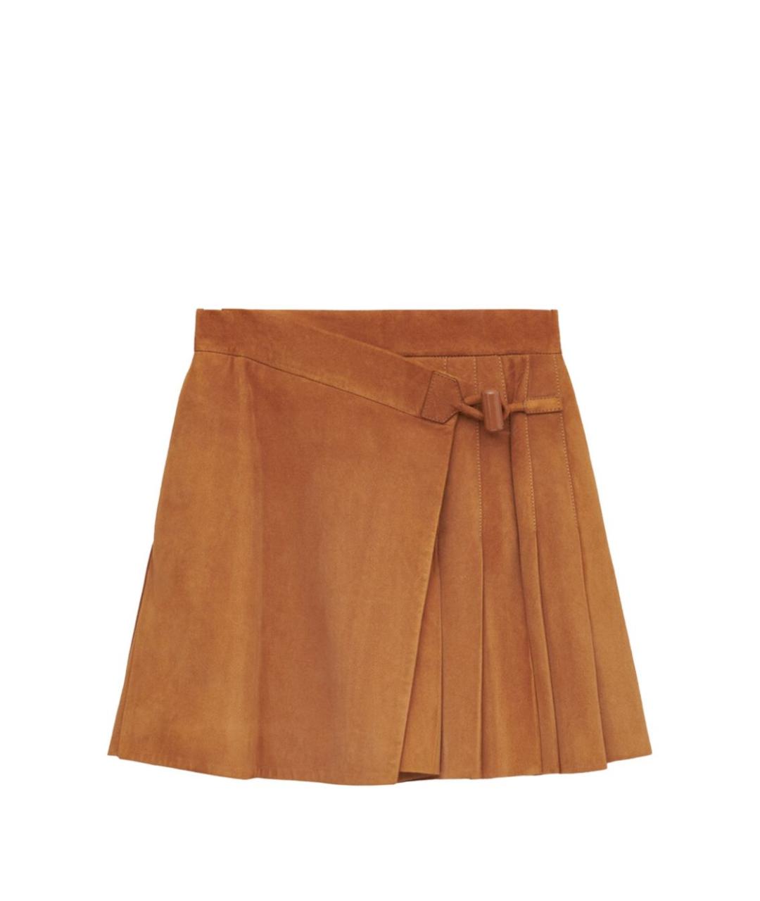 LOEWE Коричневая замшевая юбка мини, фото 1