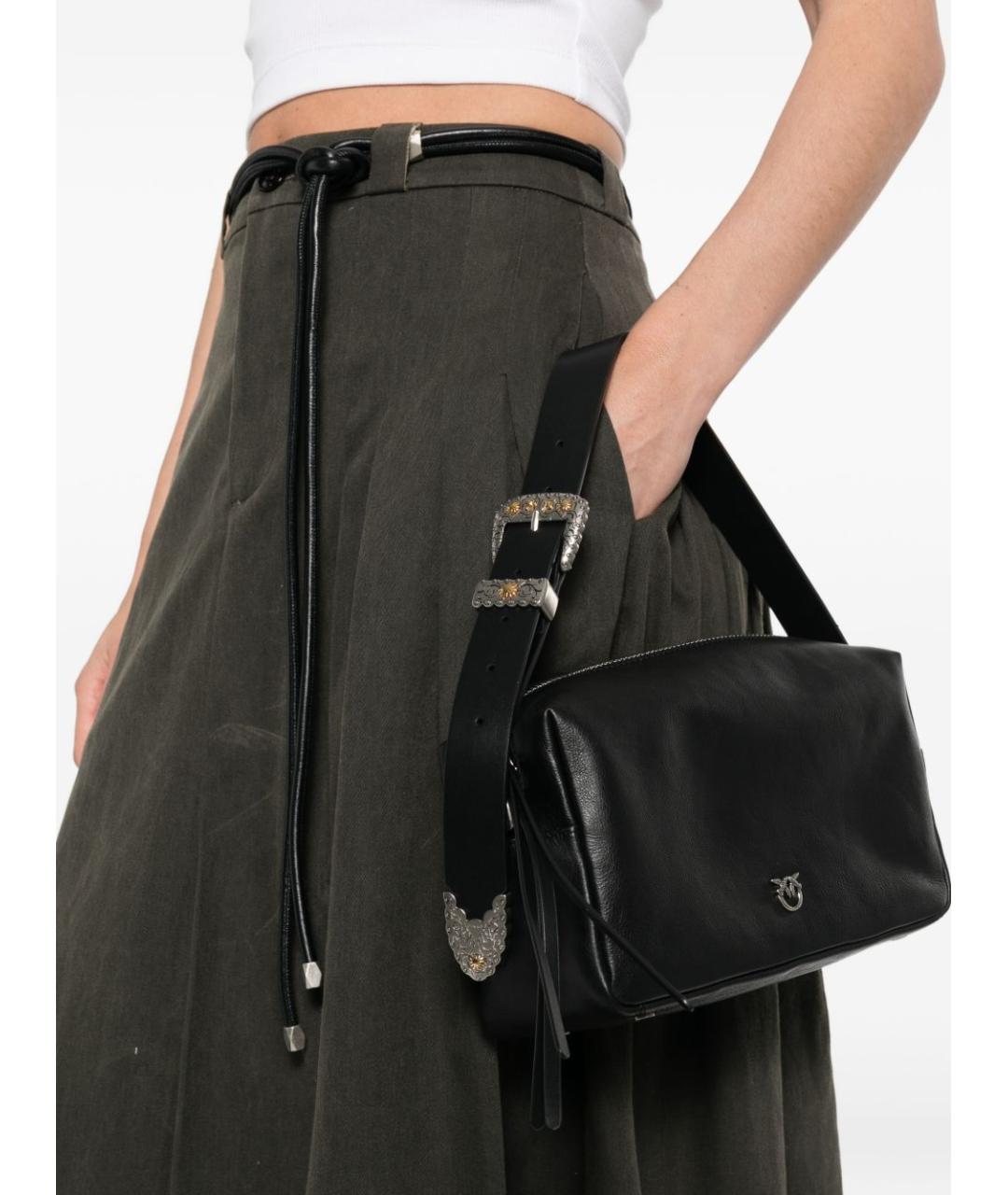 PINKO Черная кожаная сумка через плечо, фото 3