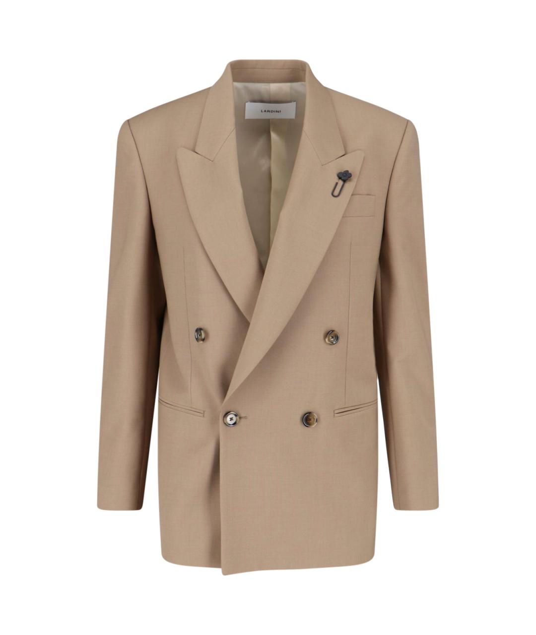 LARDINI Коричневый шерстяной жакет/пиджак, фото 1