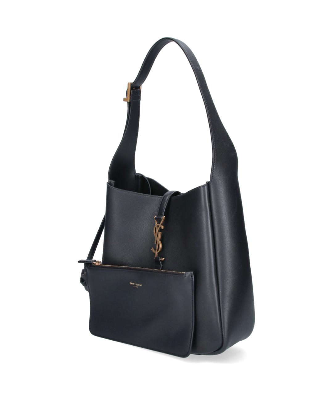 SAINT LAURENT Черная кожаная сумка тоут, фото 2