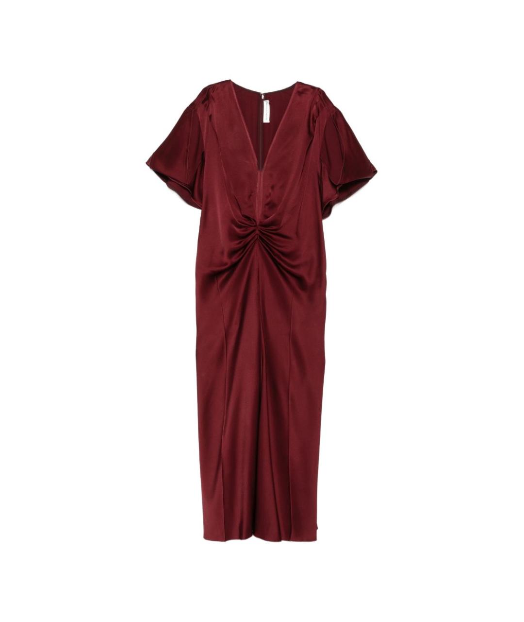 VICTORIA BECKHAM Бордовое ацетатное повседневное платье, фото 1