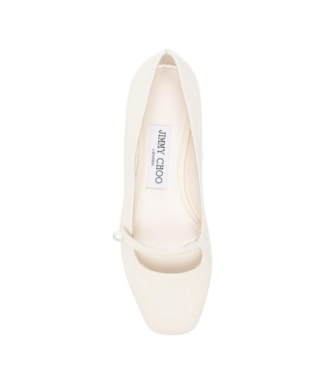 JIMMY CHOO Белые балетки из лакированной кожи, фото 2