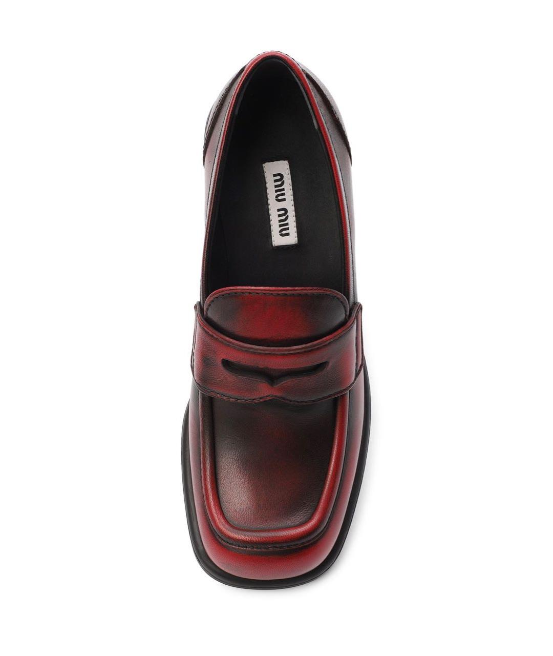 MIU MIU Красные кожаные лоферы, фото 5