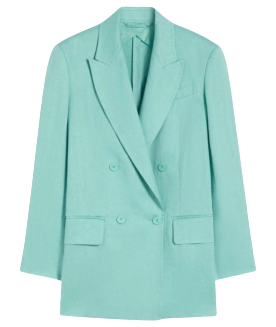 MAX MARA Бирюзовый льняной жакет/пиджак, фото 1