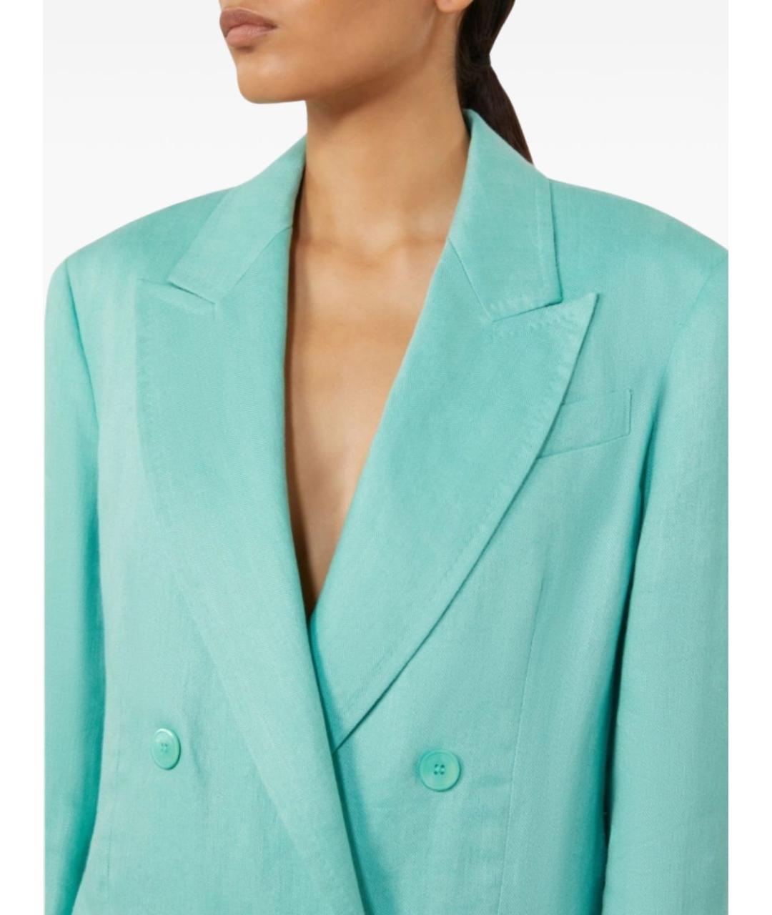 MAX MARA Бирюзовый льняной жакет/пиджак, фото 3