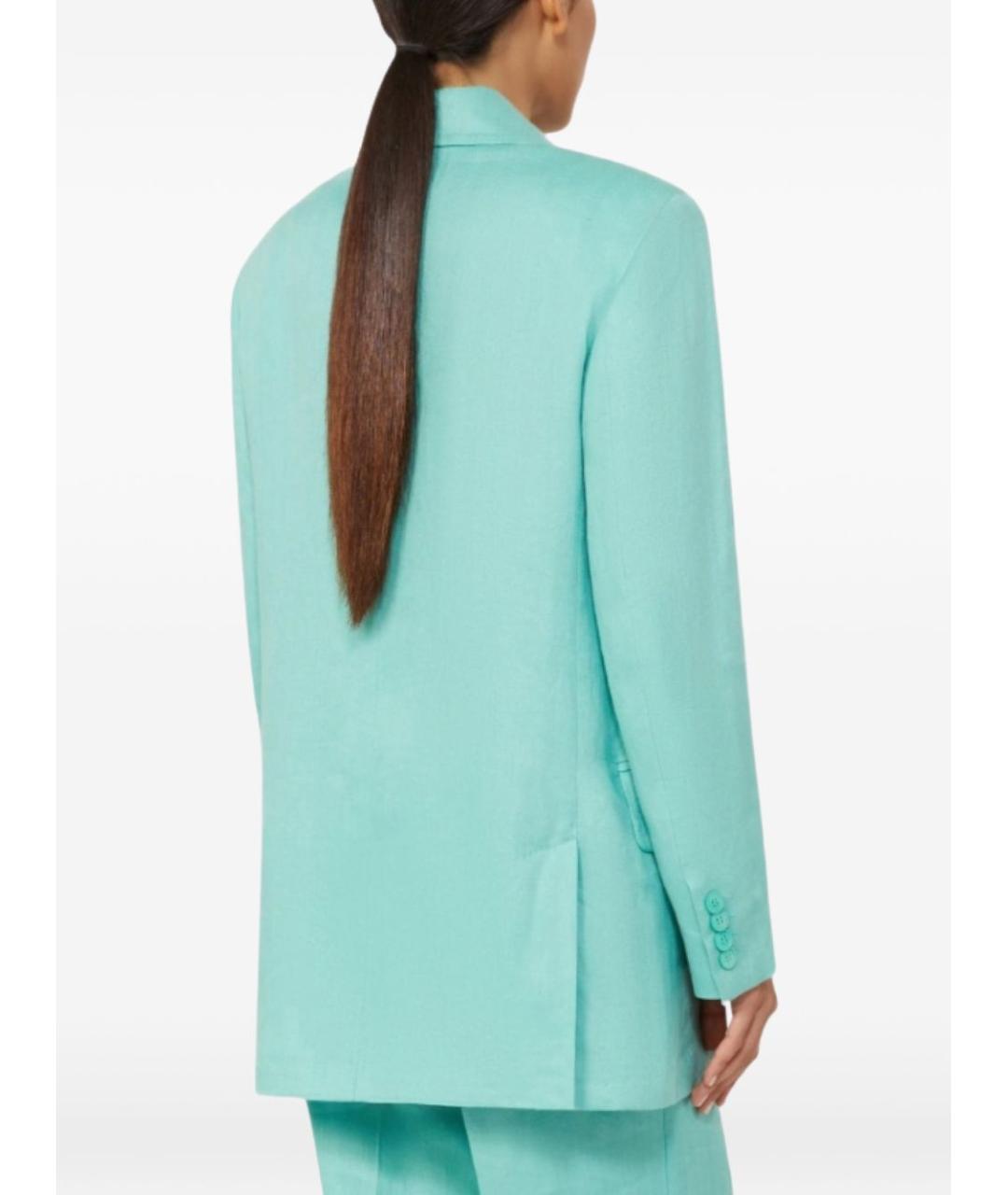 MAX MARA Бирюзовый льняной жакет/пиджак, фото 2