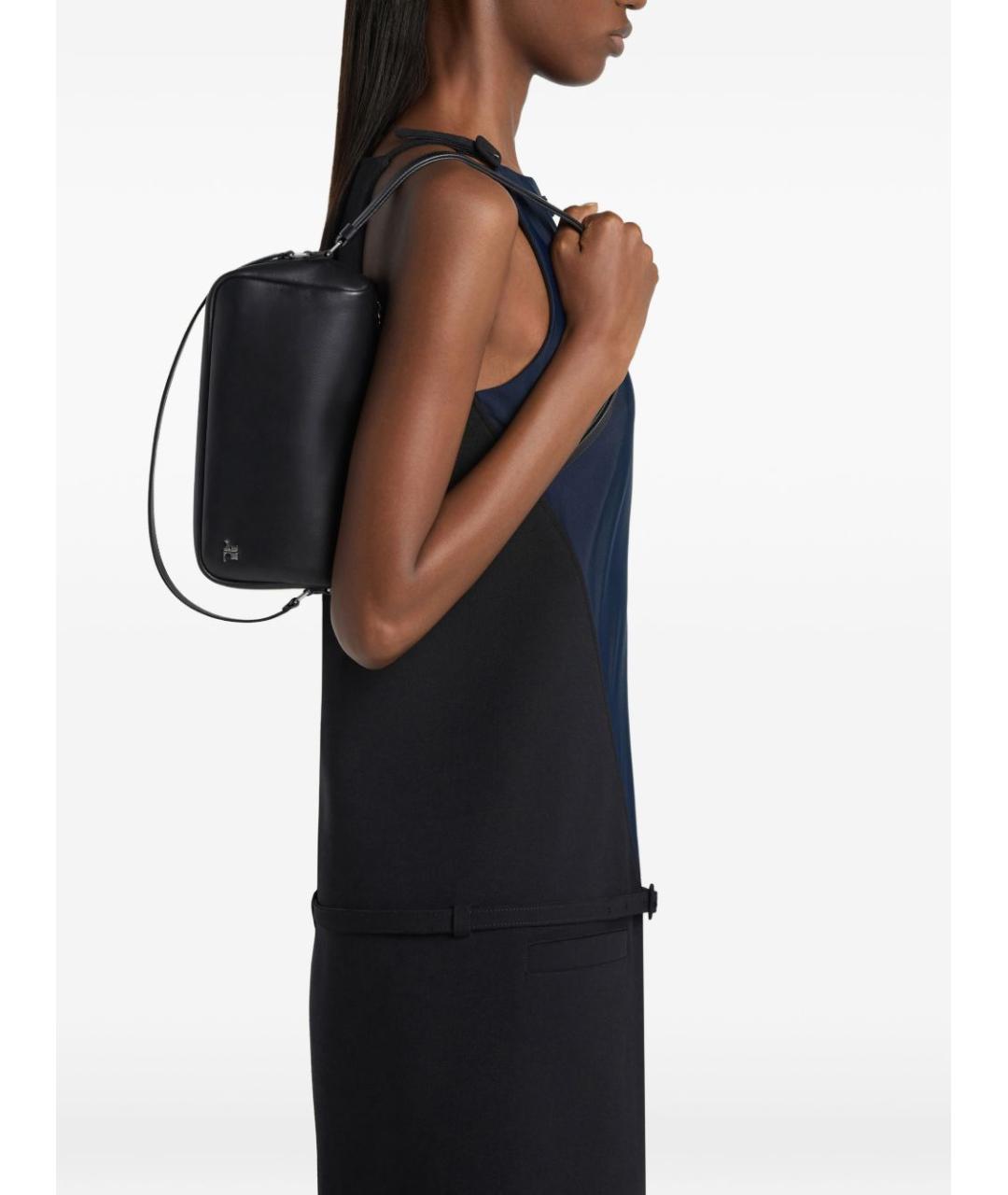 COURREGES Черная кожаная сумка через плечо, фото 3