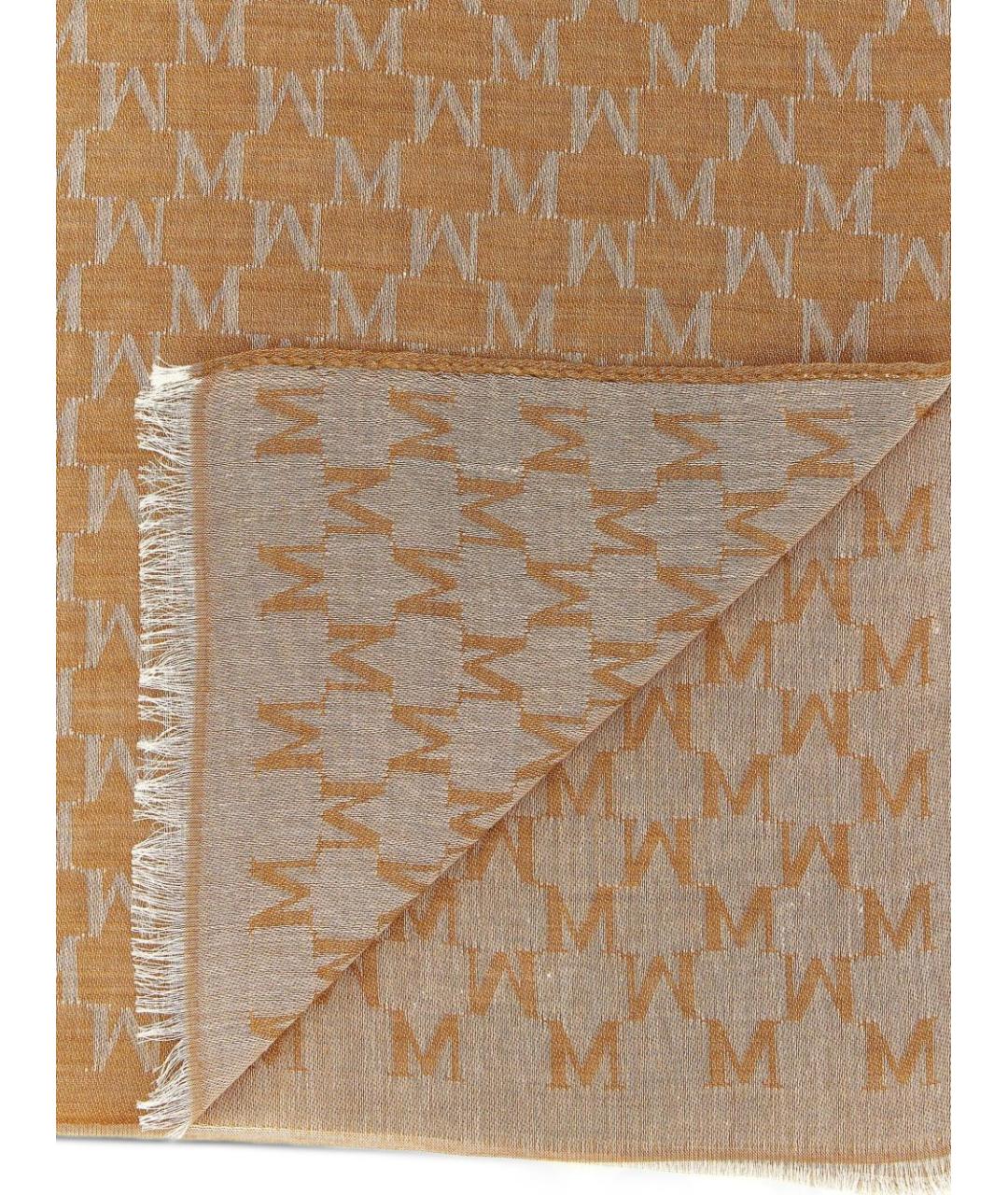 MAX MARA Коричневый хлопковый платок, фото 3