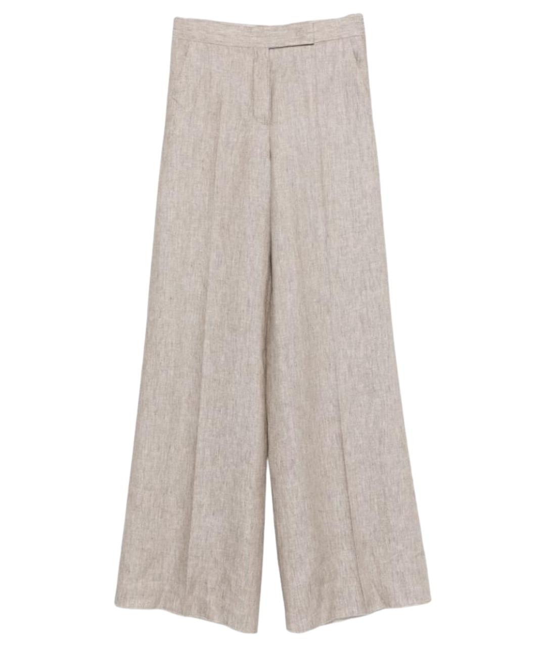 MAX MARA Бежевые льняные брюки широкие, фото 1