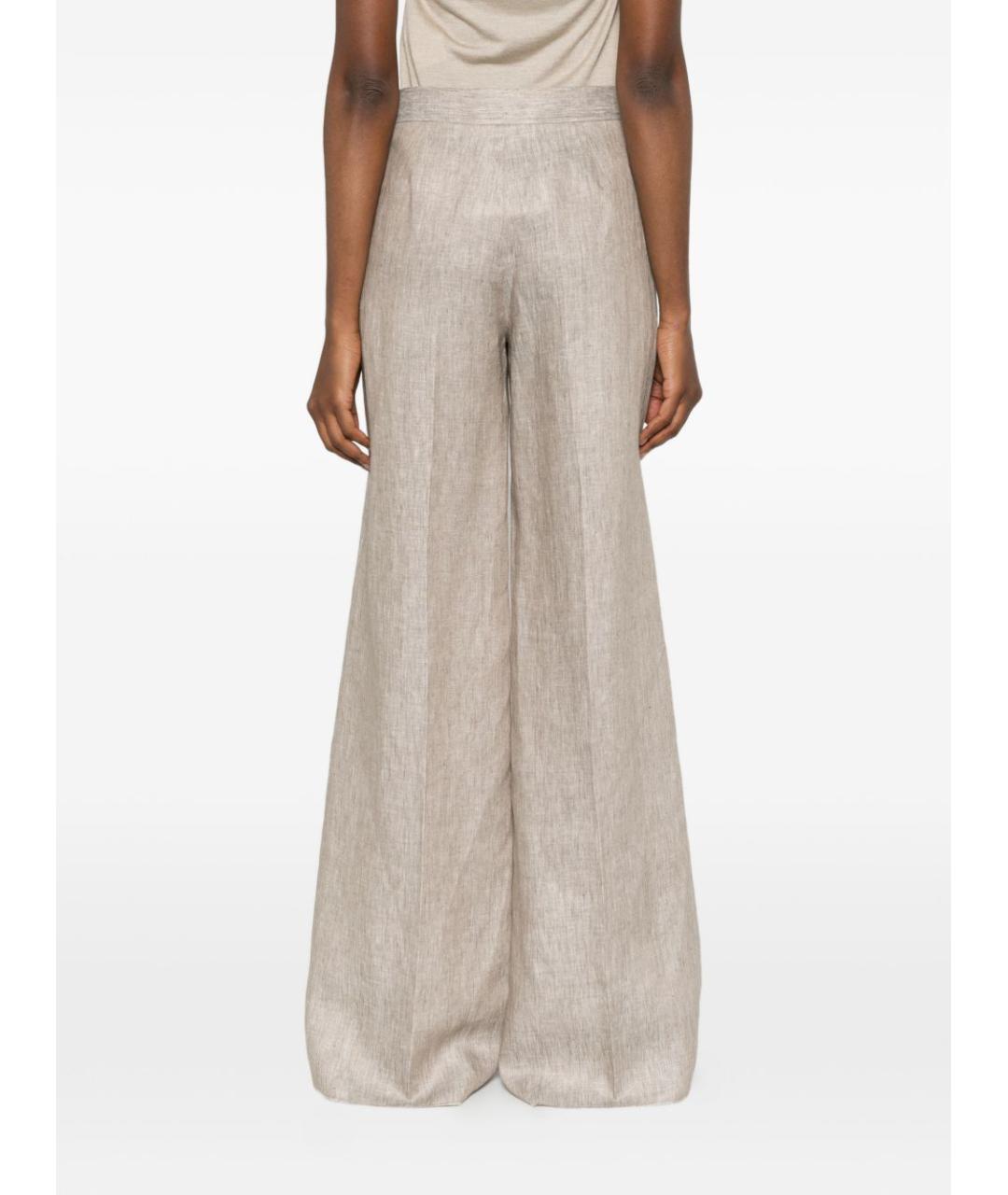 MAX MARA Бежевые льняные брюки широкие, фото 2