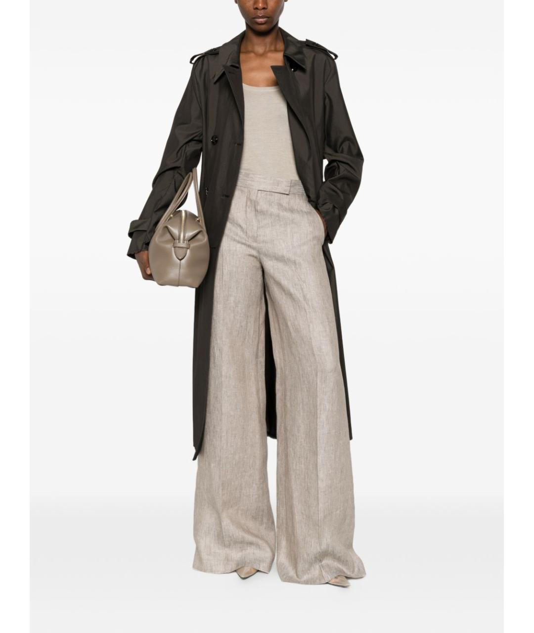 MAX MARA Бежевые льняные брюки широкие, фото 5