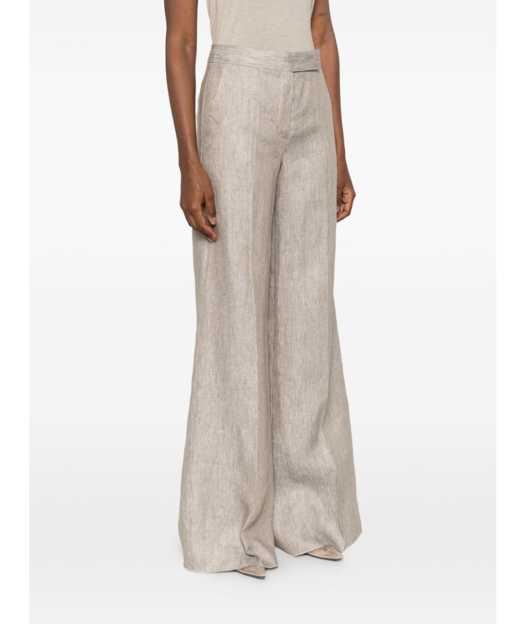 MAX MARA Бежевые льняные брюки широкие, фото 4