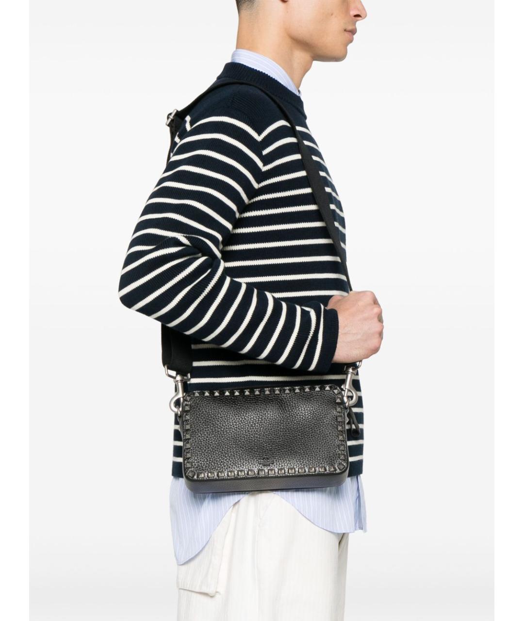 VALENTINO Черная кожаная сумка на плечо, фото 5