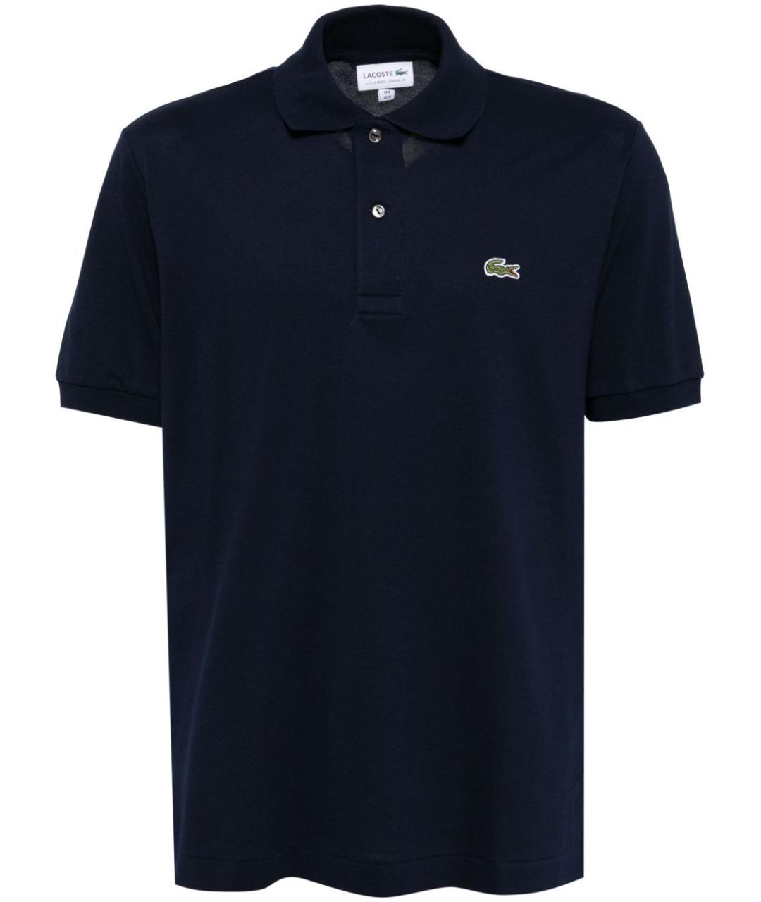 LACOSTE Темно-синее хлопковое поло с коротким рукавом, фото 1