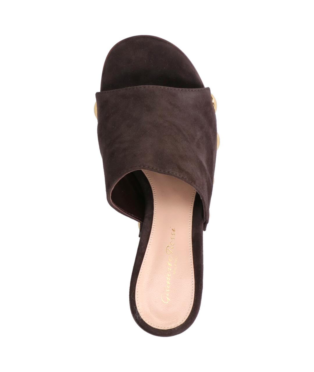 GIANVITO ROSSI Коричневые замшевые сабо, фото 5