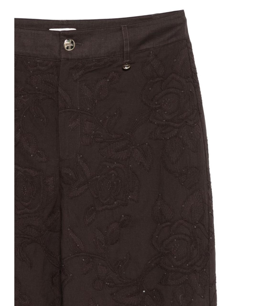 LIU JO Коричневые хлопковые прямые брюки, фото 3