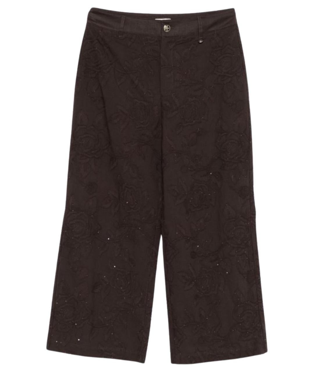 LIU JO Коричневые хлопковые прямые брюки, фото 1