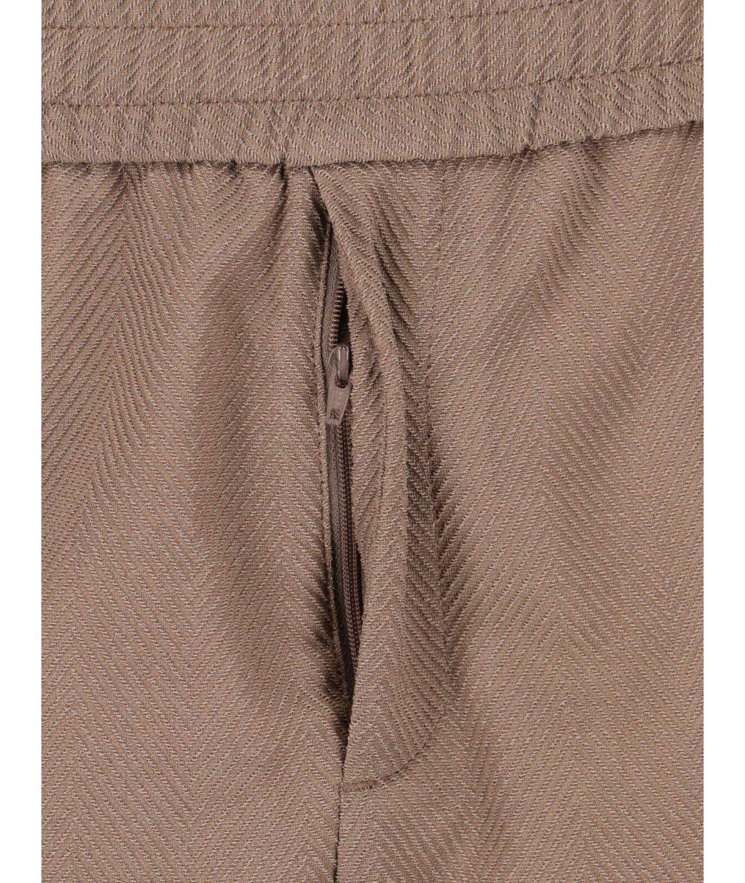 GOLDEN GOOSE DELUXE BRAND Бежевые шерстяные повседневные брюки, фото 4