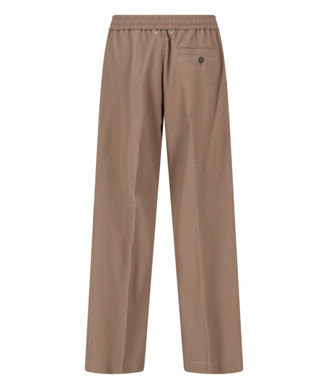 GOLDEN GOOSE DELUXE BRAND Бежевые шерстяные повседневные брюки, фото 2