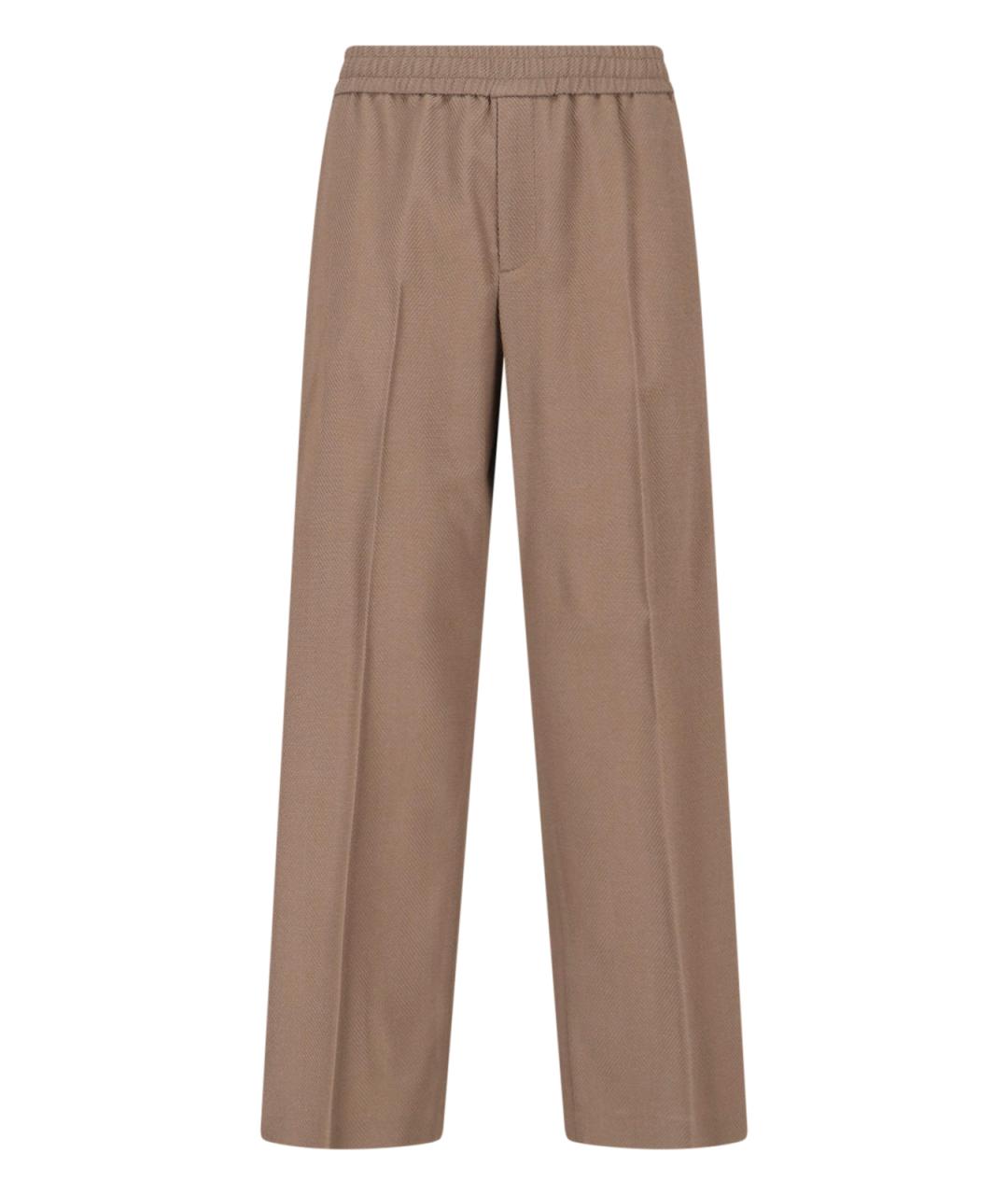 GOLDEN GOOSE DELUXE BRAND Бежевые шерстяные повседневные брюки, фото 1