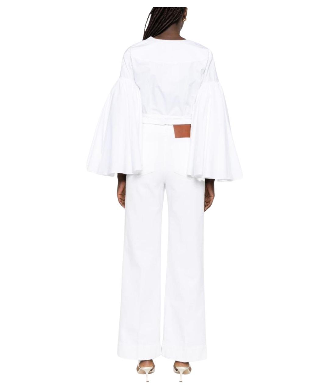 VICTORIA BECKHAM Белые хлопковые прямые джинсы, фото 4