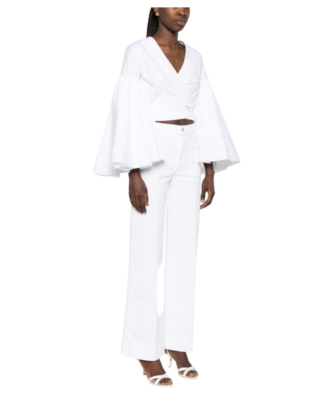 VICTORIA BECKHAM Белые хлопковые прямые джинсы, фото 3