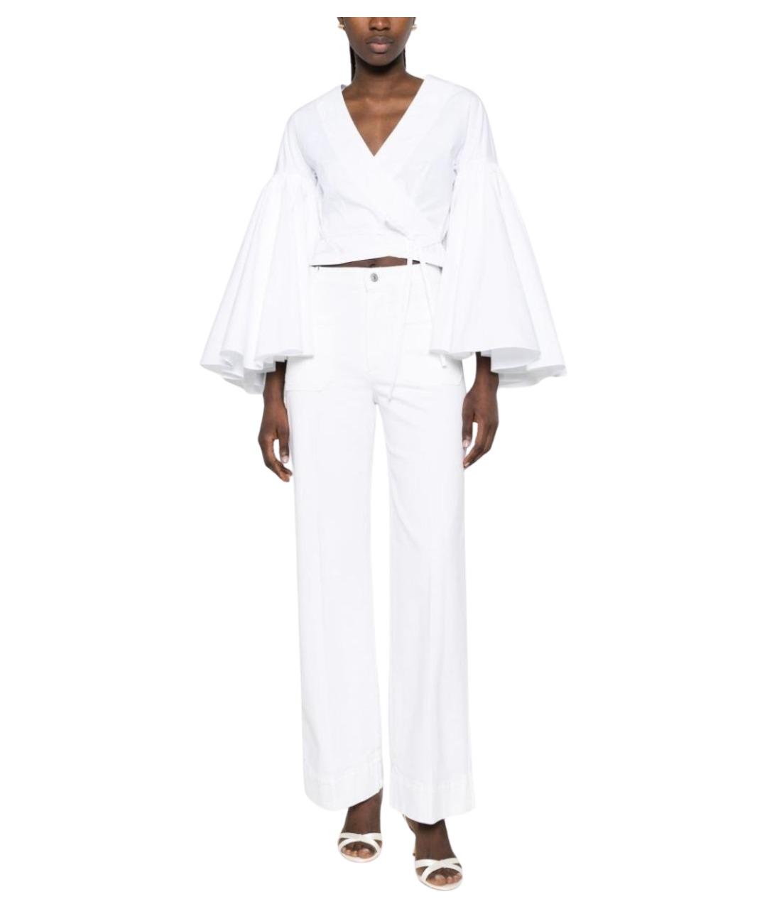 VICTORIA BECKHAM Белые хлопковые прямые джинсы, фото 2