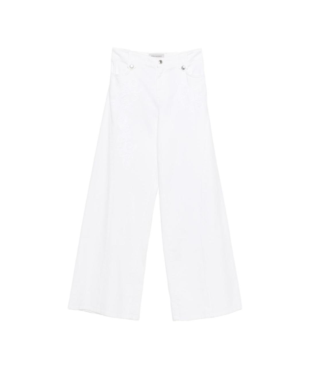 ERMANNO FIRENZE Белые хлопковые прямые брюки, фото 1