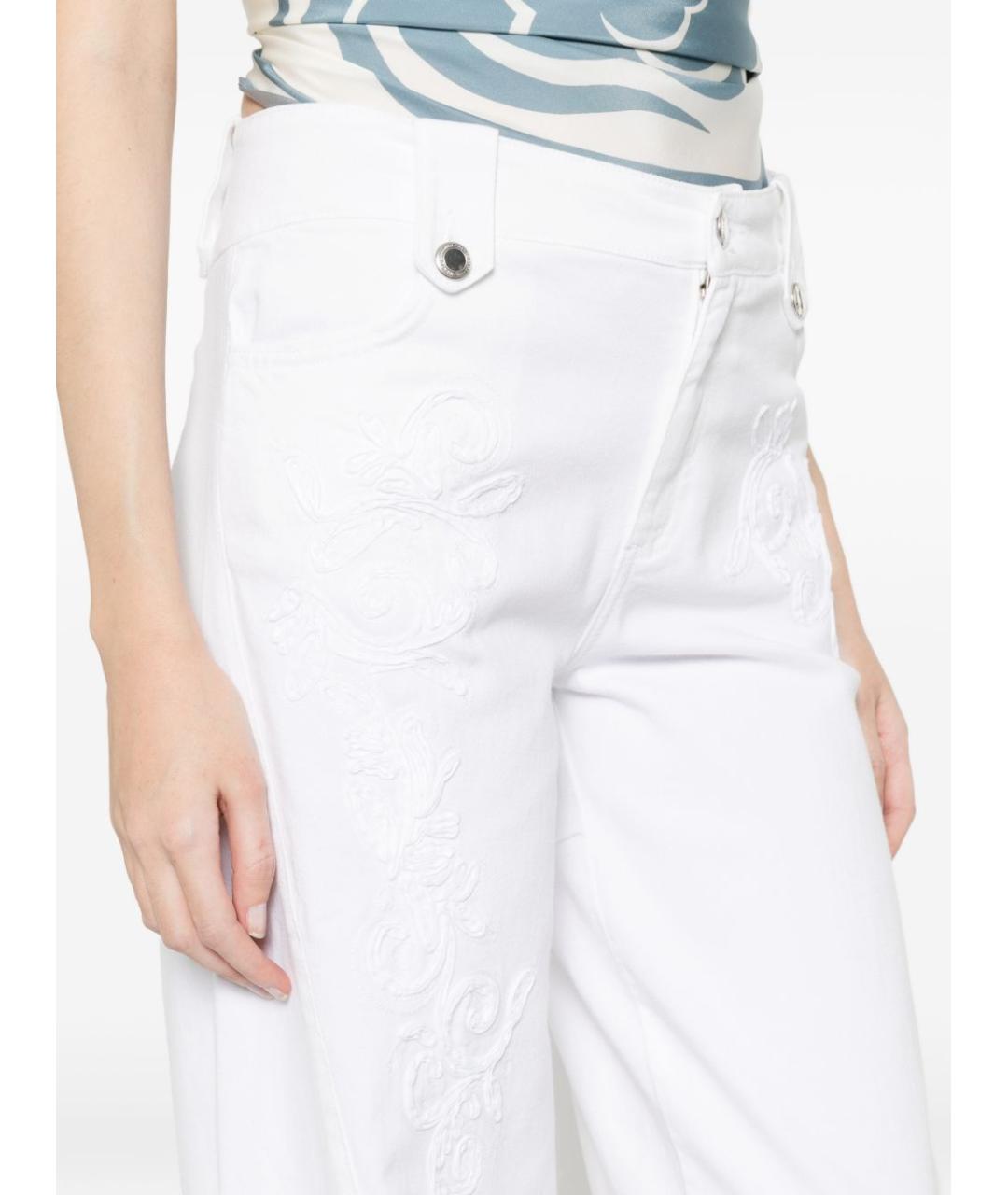 ERMANNO FIRENZE Белые хлопковые прямые брюки, фото 3