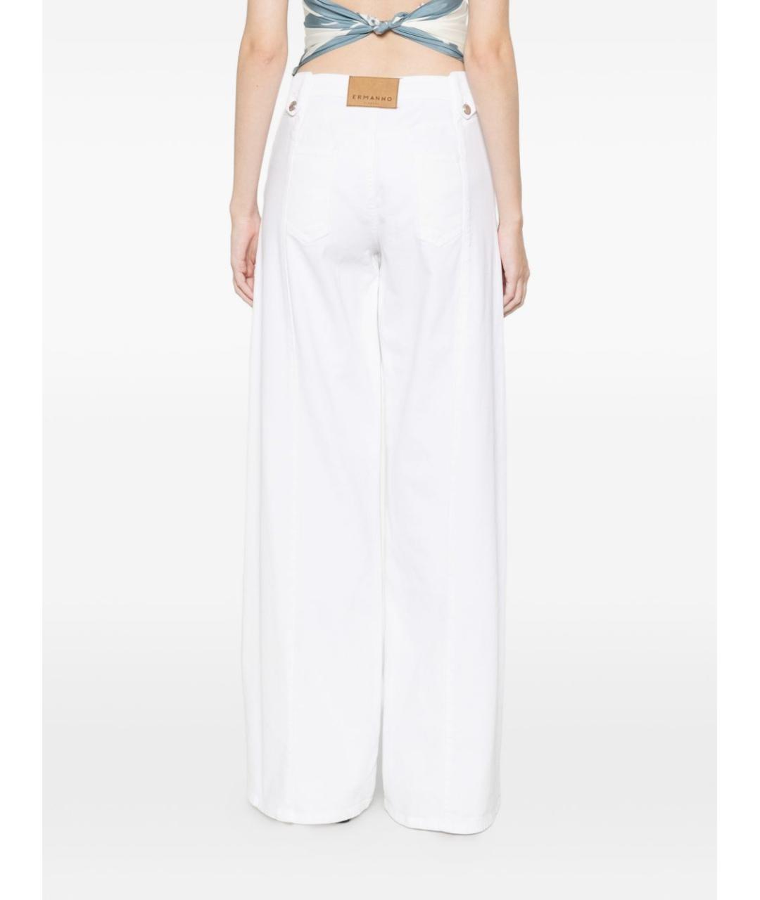 ERMANNO FIRENZE Белые хлопковые прямые брюки, фото 2