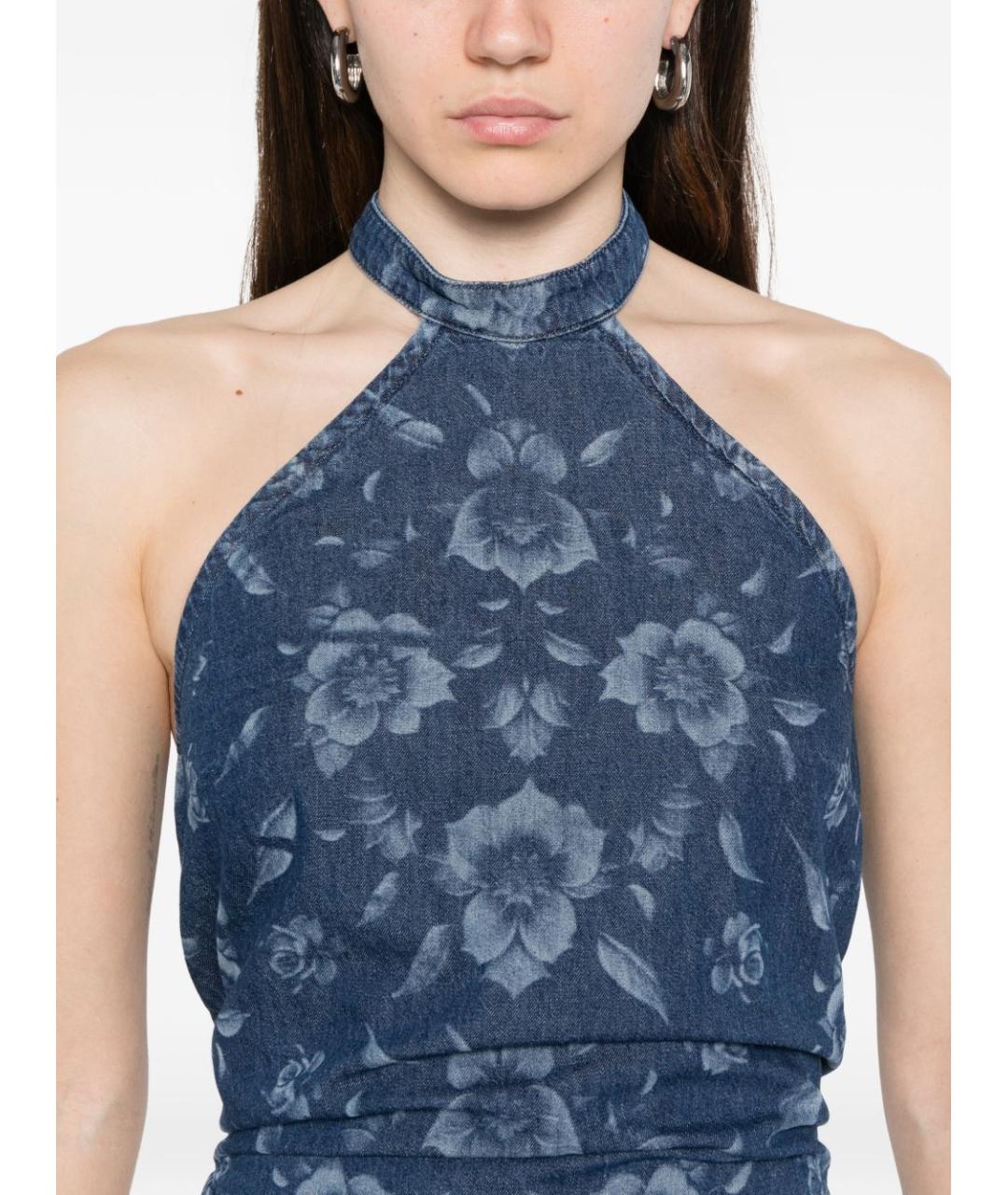 PINKO Синяя хлопковая майка, фото 4