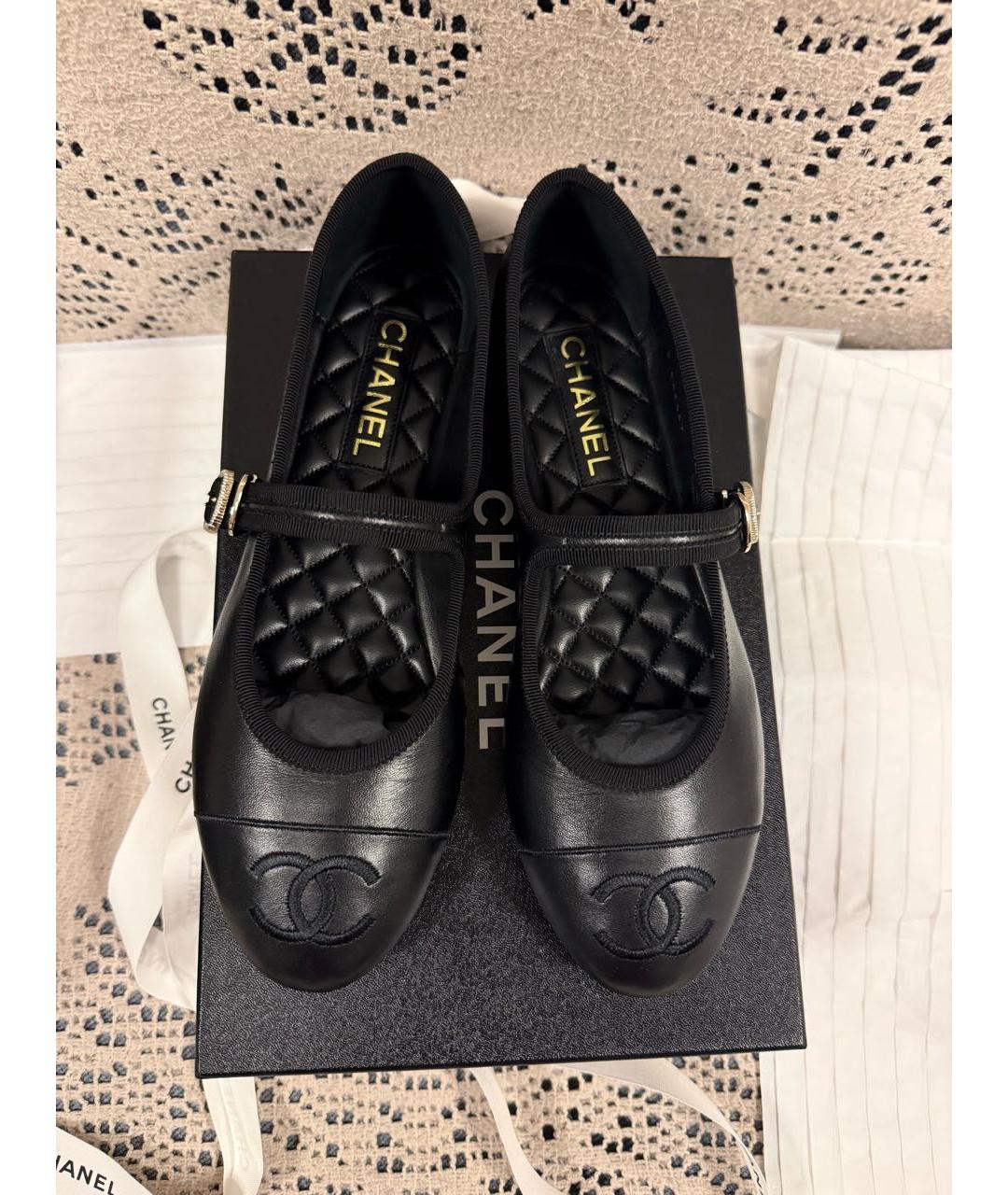 CHANEL Черные кожаные балетки, фото 4