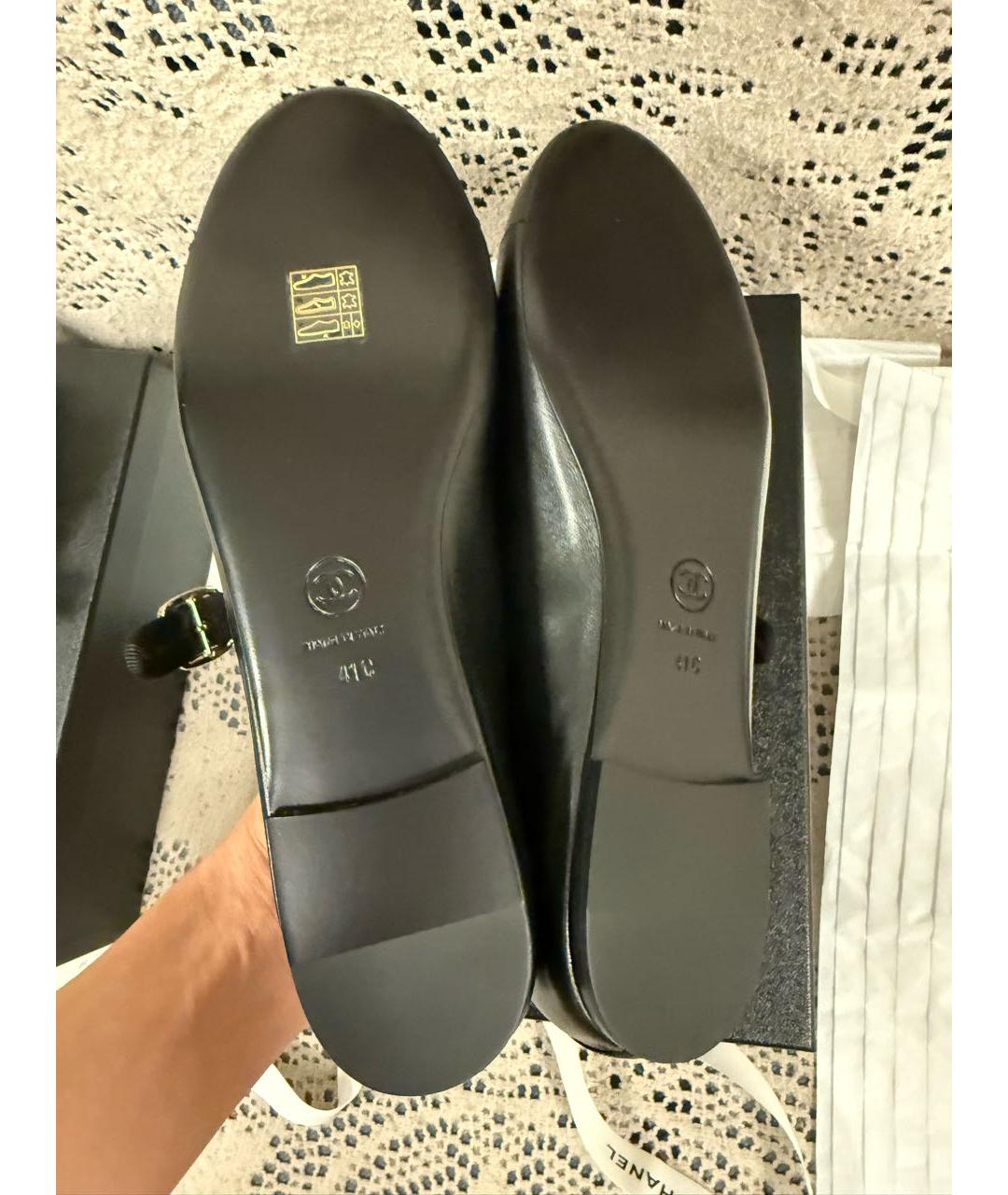 CHANEL Черные кожаные балетки, фото 5