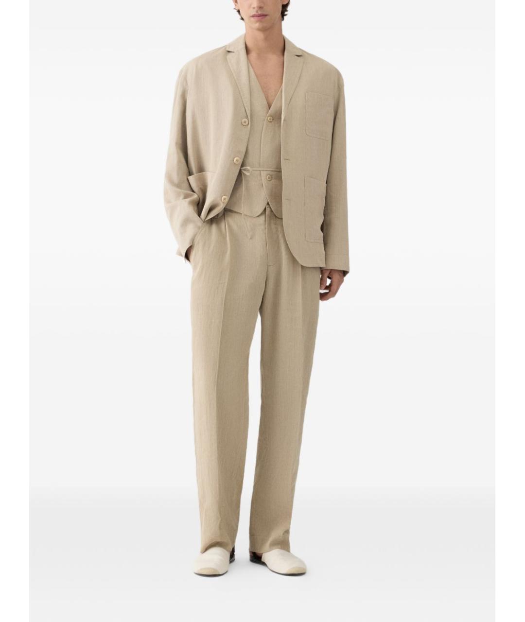 JACQUEMUS Бежевые хлопковые повседневные брюки, фото 5