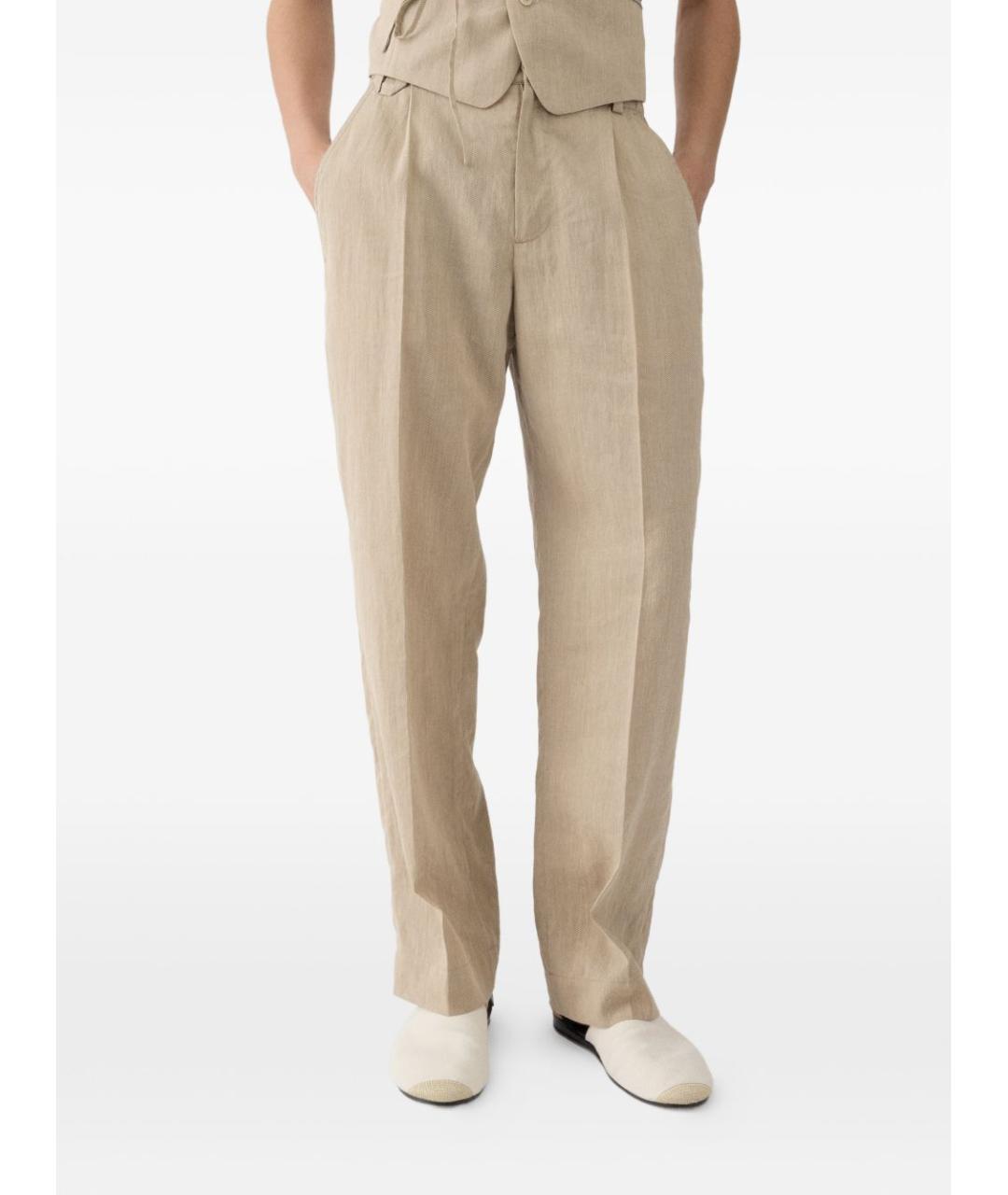 JACQUEMUS Бежевые хлопковые повседневные брюки, фото 6