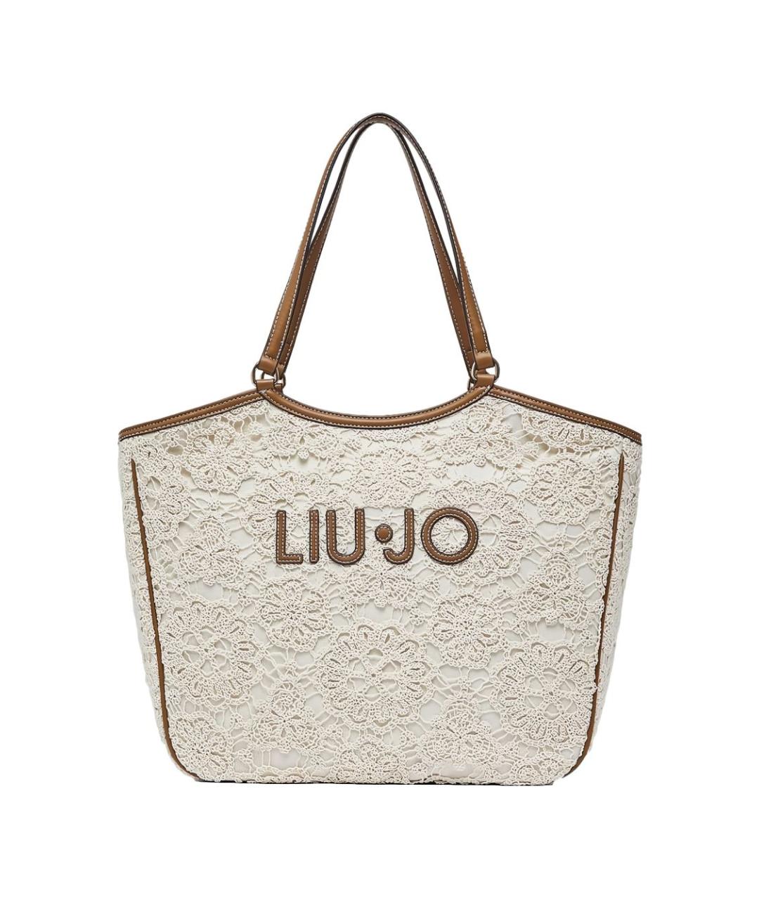 LIU JO Бежевая хлопковая сумка тоут, фото 1