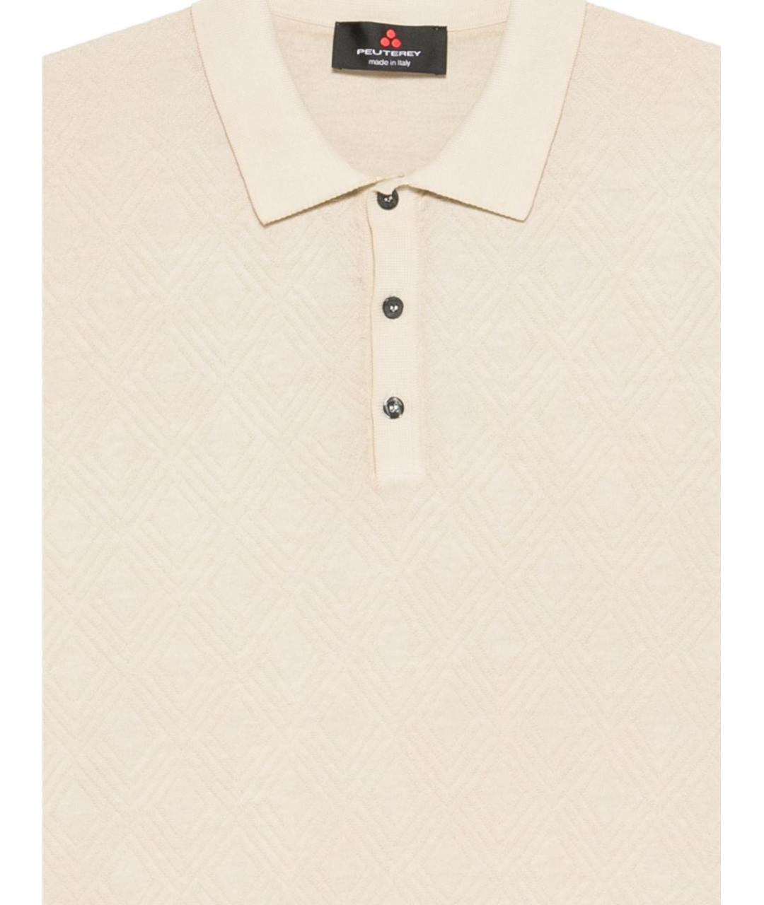 PEUTEREY Бежевое хлопковое поло с коротким рукавом, фото 3