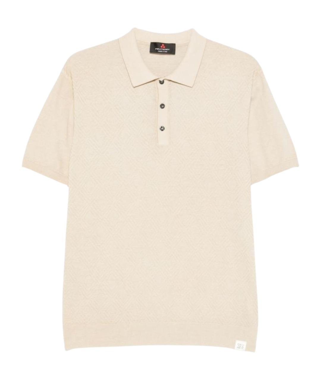PEUTEREY Бежевое хлопковое поло с коротким рукавом, фото 1