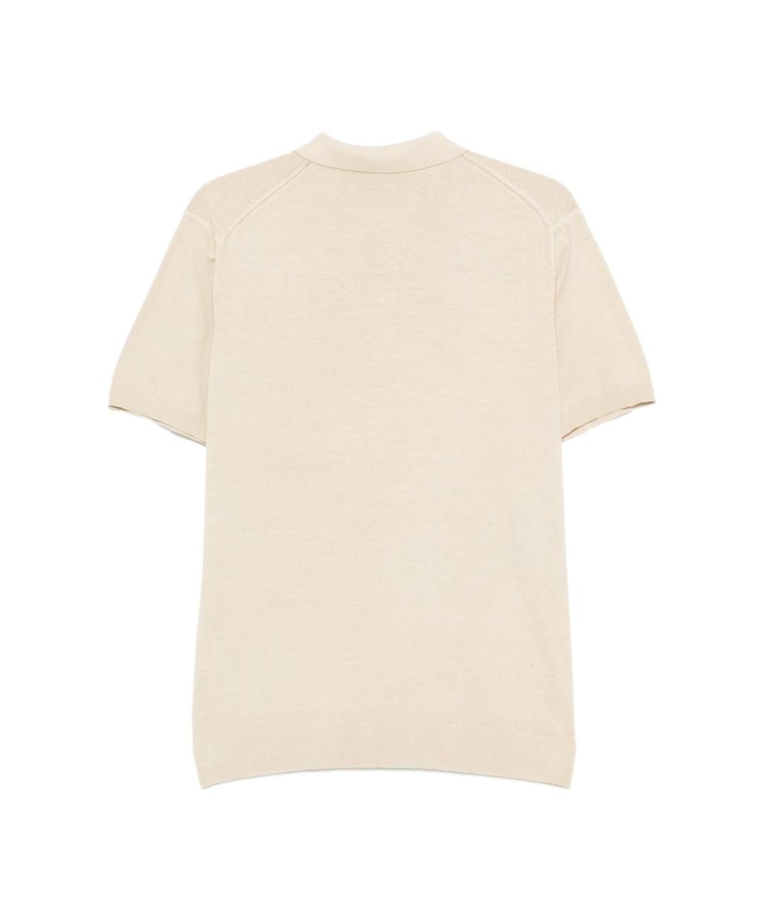 PEUTEREY Бежевое хлопковое поло с коротким рукавом, фото 2