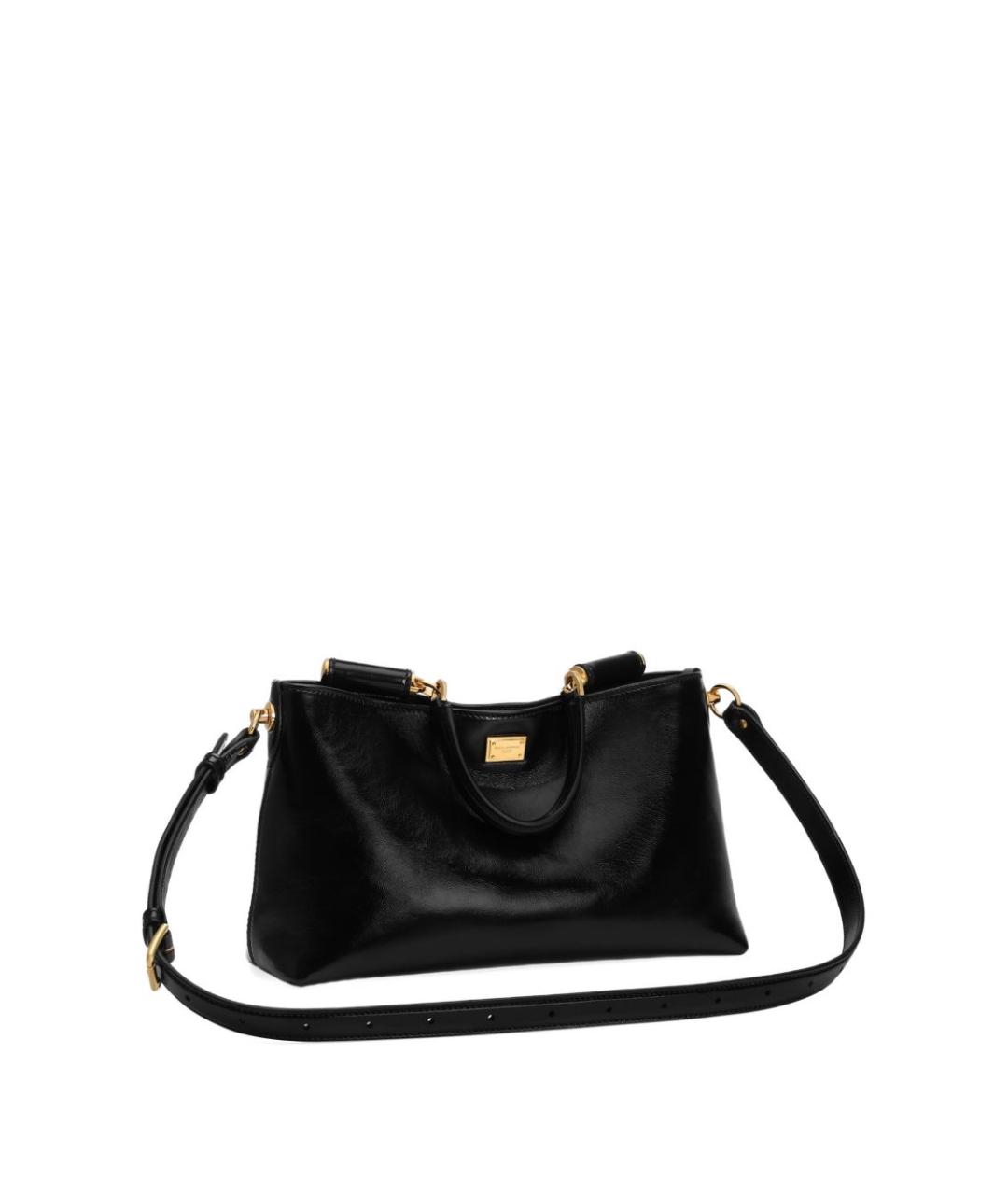 DOLCE&GABBANA Черная кожаная сумка тоут, фото 3