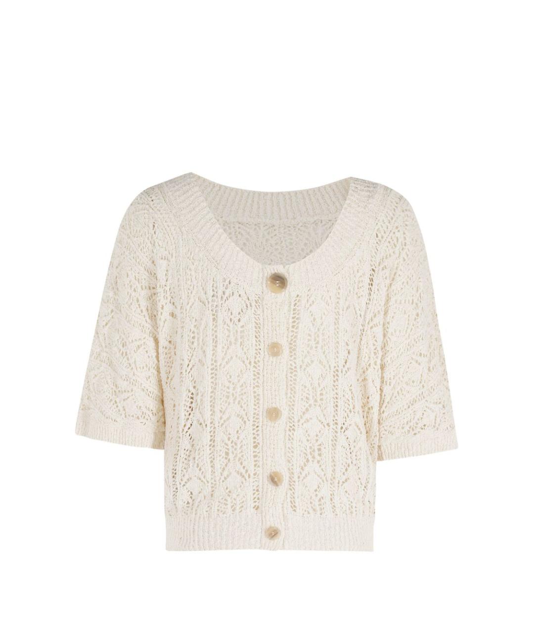 SEMICOUTURE Белый хлопковый кардиган, фото 3