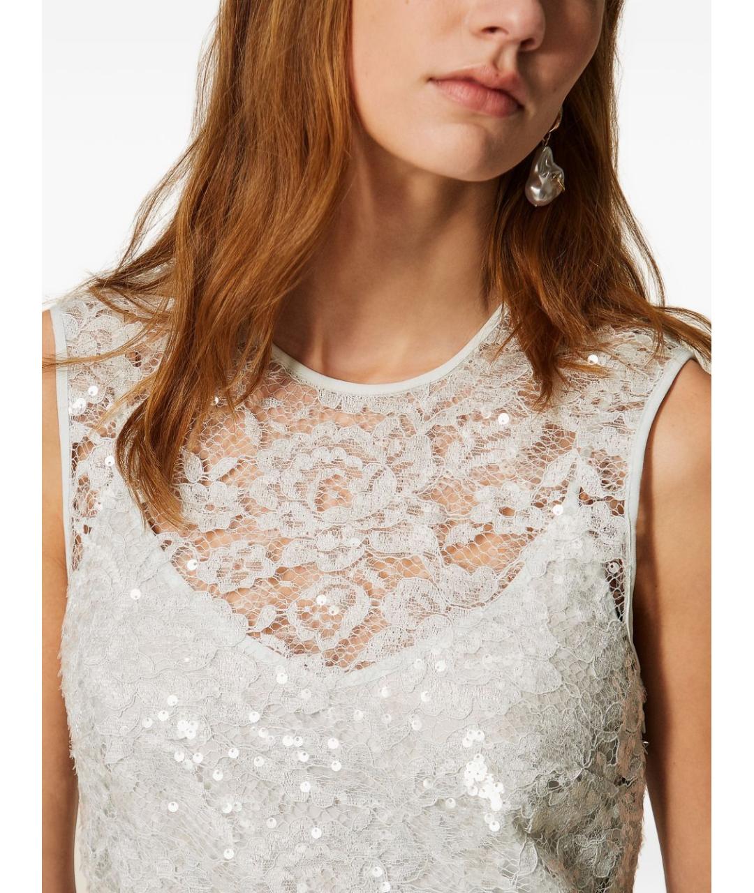 TWIN-SET Голубое полиэстеровое платье, фото 4