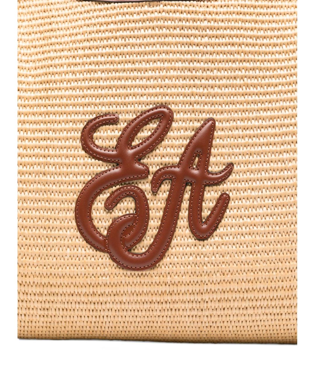 EMPORIO ARMANI Бежевая пелетеная сумка тоут, фото 2