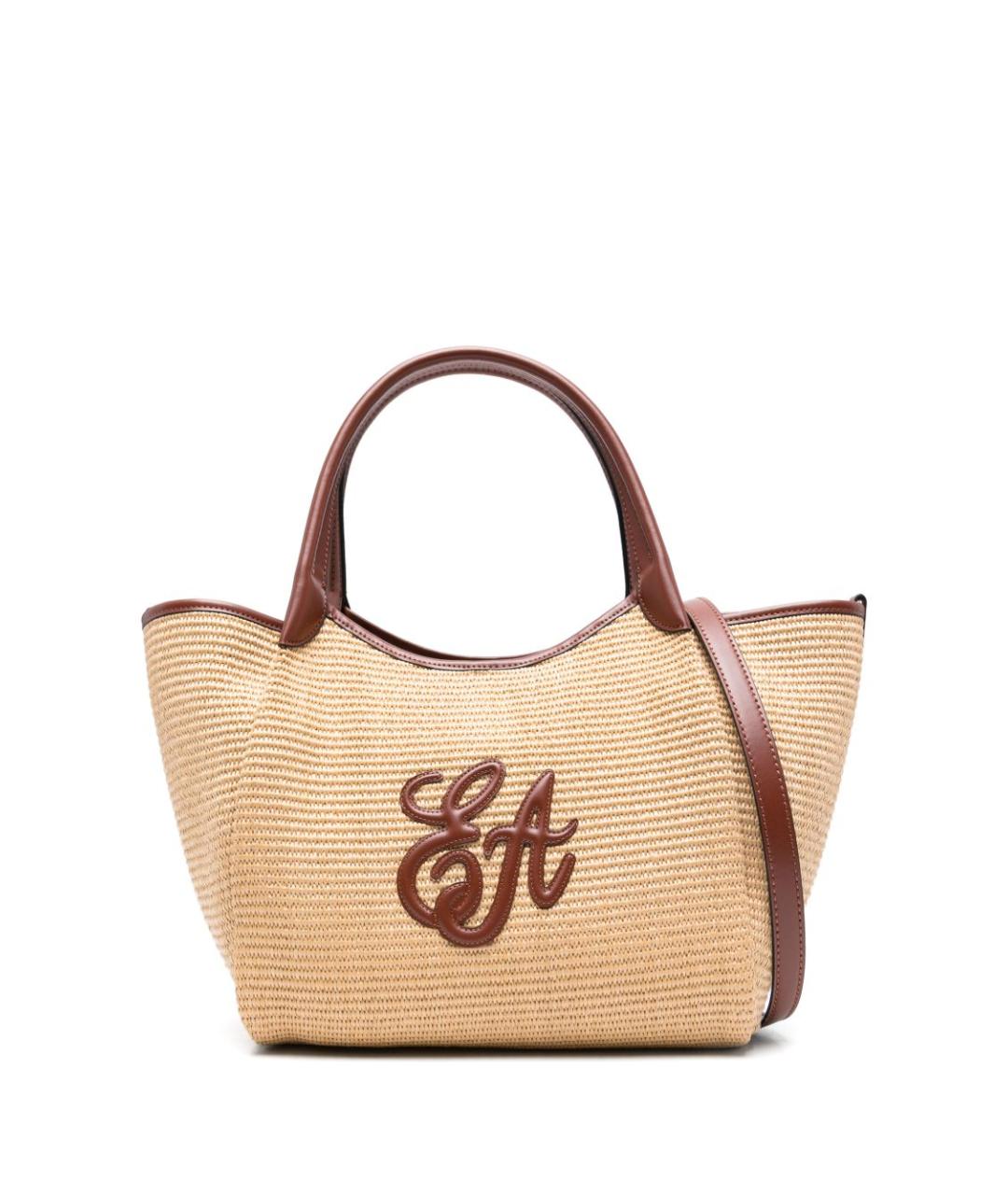 EMPORIO ARMANI Бежевая пелетеная сумка тоут, фото 1