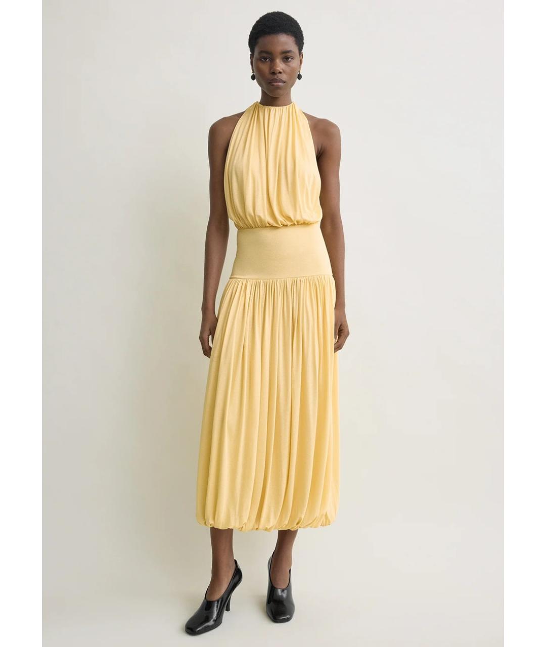 TOTEME Золотое вискозное повседневное платье, фото 3