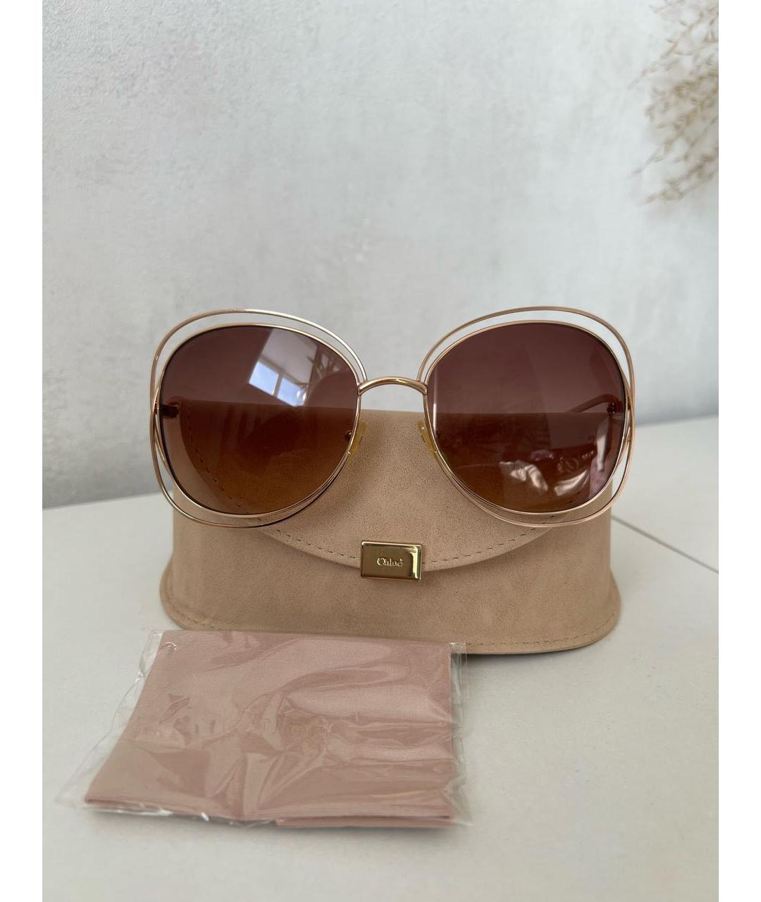 CHLOE Золотые металлические солнцезащитные очки, фото 7